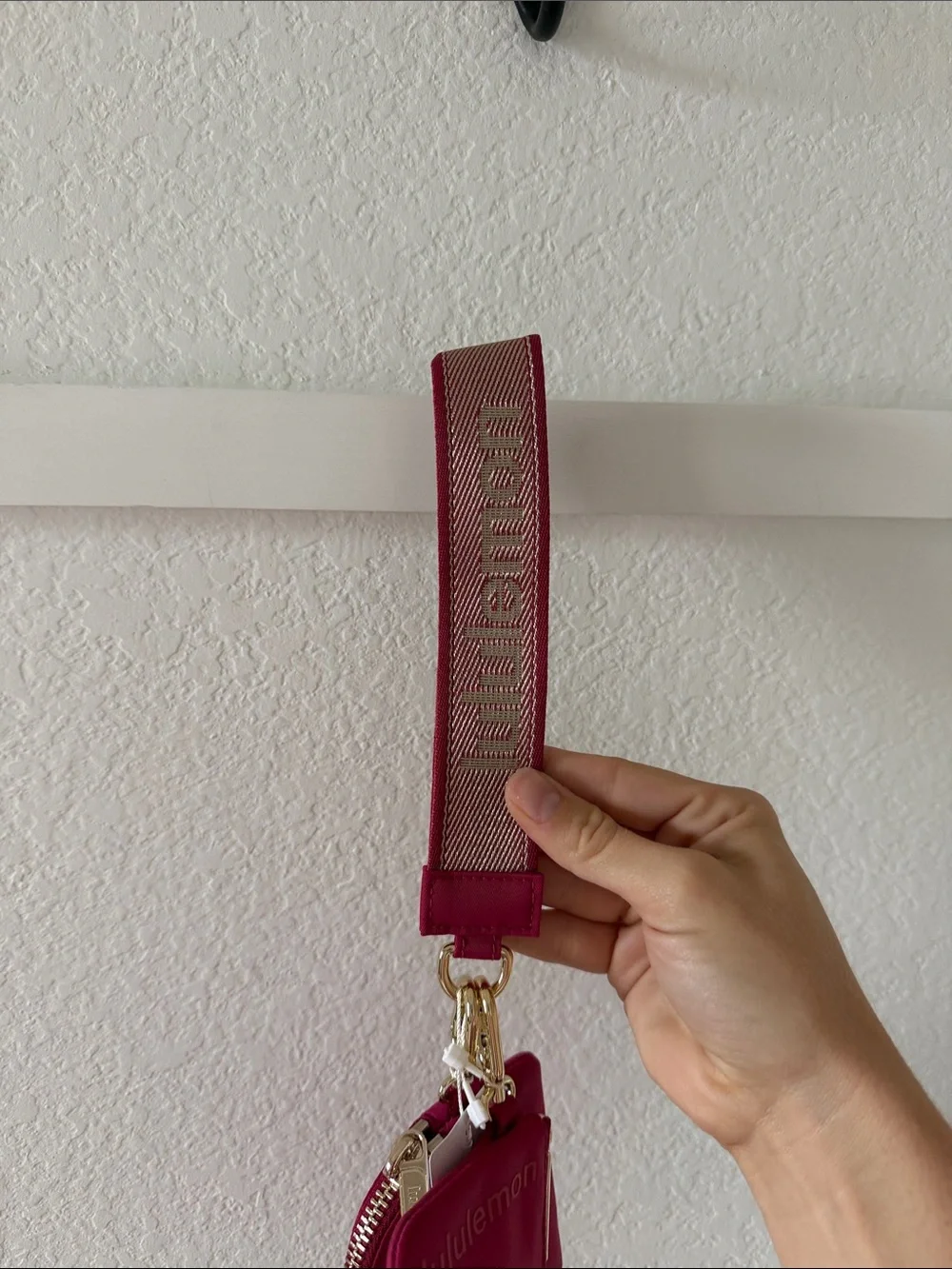 lululemon athletica dual pouch wristlet Berry Pink with Gold Hardware